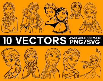 Elsa Vector Pack, Frozen SVG, Princess Clipart, Anna Svg, Elsa Svg, Cartoon Characters Svg, Frozen SVG PNG Cricut Silhouette Files