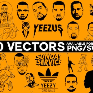 Kanye West Vector Pack, Kanye West SVG, Jesus Is King Vector, Sunday Service Vector, Yeezy SVG, Kanye West Cricut Vinyl Cutting Files Diy