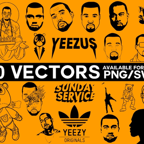 Kanye West Vector Pack, Kanye West SVG, Jesus Is King Vector, Sunday Service Vector, Yeezy SVG, Kanye West Cricut Vinyl Cutting Files Diy