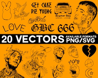 Lil Peep Vector Bundle, Lil Peep Cricut,  Lil Peep SVG, Lil Peep Silhouette, Goth, Beamer Boy Vector, Lil Peep Cricut Silhouette Files