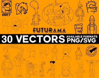 Futurama Vector Pack, Planet Express Vector Futurama SVG Futurama Cricut, Fry Vector Bender Vector Futurama Clip Art Cricut Silhouette Files