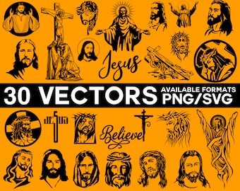 Jesus Vector Pack, Jesus SVG Bundle, Jesus Silhouette, Christian Cross SVG, Jesus Christ SVG, Jesus Cricut Vinyl Cutting Files Canvas