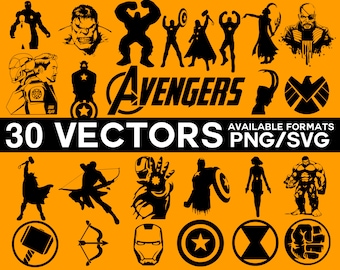 Avengers Vector Pack, Marvel Cricut, Iron Man Vector, Thor Vector, Hulk Vector, Hawkeye Vector, Superhero SVG PNG Cricut Silhouette Files