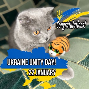 Tag der Einheit der Ukraine – Herzlichen Glückwunsch! - Ukrainische Postkarte - Datei digitaler Download - Olivka pet