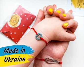 Angel + Angel Wing bracelets. It's family complect of wish bracelets (1+1) and gift-surprise. Red thread. Ukrainian amulet