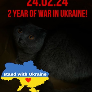 Bitte stoppen Sie den Krieg in der Ukraine! Ukrainische Postkarte. Ukrainisches Haustier. Stehen Sie an der Seite der Ukraine. Digitaler Datei-Download