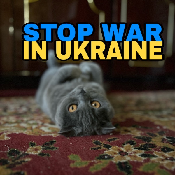 Stop de oorlog in Oekraïne. Vrede in UA. Bewaar huisdieren. Digitaal downloadbestand. Oekraïense briefkaart