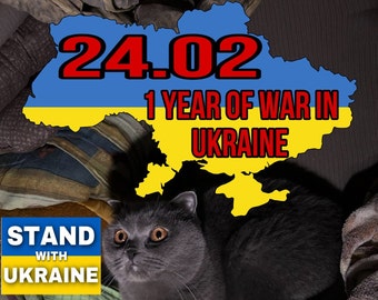 Stop War in Ukraine. Stand With Ukraine. Ukrainian pet. Support Ukrainian family. Digital File Download. Ukrainian Postcard
