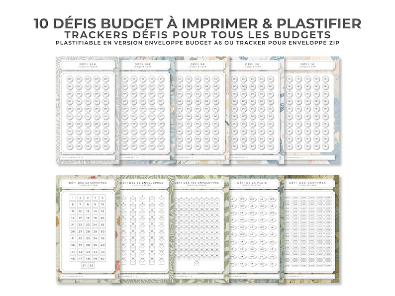 10 Défis Enveloppes Budget A6 À IMPRIMER ET PLASTIFIER Etsy