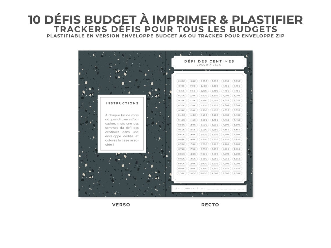 48 Enveloppes Budget A6 - Planner Économie 12 Défis Épargne | 1€ à 30€, 30/100 Jours, 26/52 Semaines