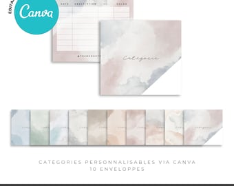 Enveloppes budget porte monnaie à onglets personnalisées | À IMPRIMER ET PLASTIFIER | Personnalisables via Canva | pochette budget