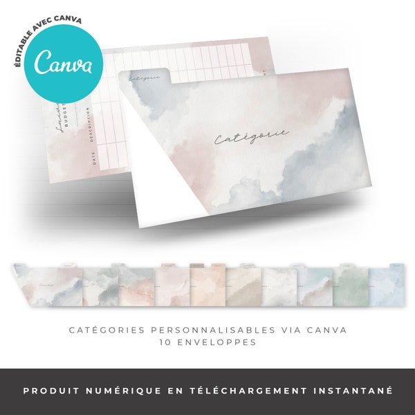 Enveloppes budget portefeuille à onglets personnalisées | À IMPRIMER ET PLASTIFIER | Personnalisables via Canva | Intercalaire portefeuille