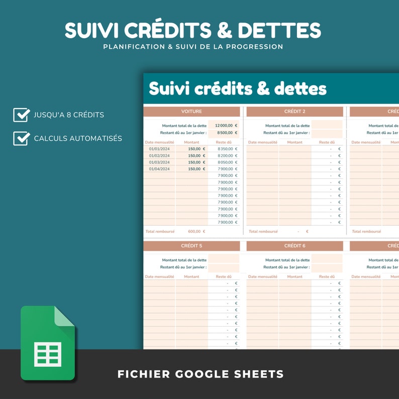 PLANNER BUDGET digital complet en FRANÇAIS Budget annuel et budget mensuel avec suivi des dépenses 8 outils budgétaires Google Sheets image 8