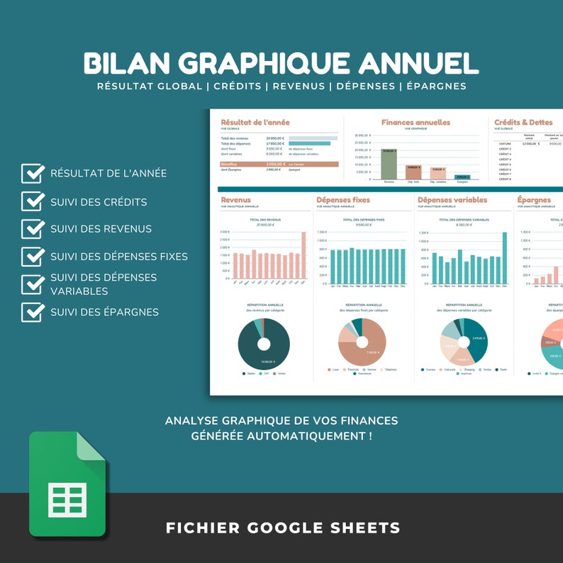 PLANNER BUDGET digital complet en FRANÇAIS Budget annuel et budget mensuel avec suivi des dépenses 8 outils budgétaires Google Sheets image 2
