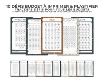 10 sfide relative alla busta di bilancio A6 | DA STAMPARE E LAMINARE | Budget Challenge Tracker A6 francese
