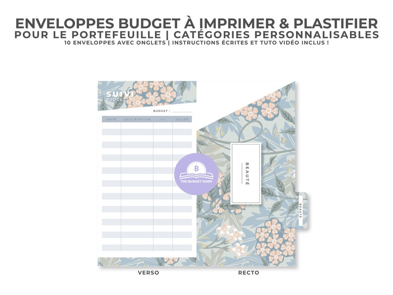 Classeur Budget A6 - Organiseur D'Argent - 8 Enveloppes - Résistant à L