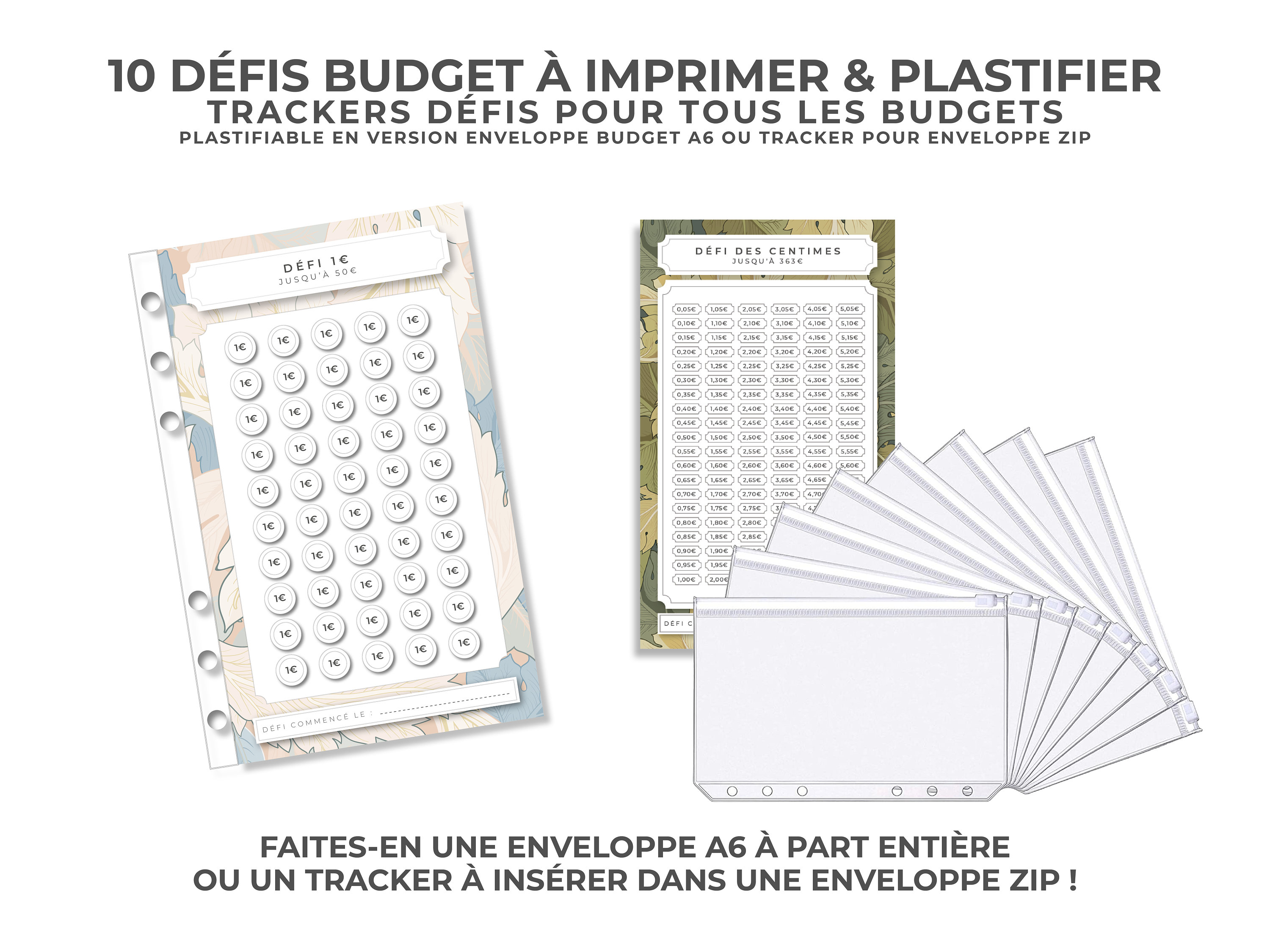 10 Défis enveloppes budget à imprimer – Budget Diary