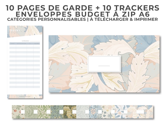 Pages De Garde Enveloppes Budget Zip Classeur A6 étiquettes | Etsy