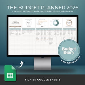 PLANNER BUDGET digital annuel et mensuel ultra complet en FRANÇAIS | Suivi des dépenses et épargnes | Gestion multi-comptes | Google Sheets