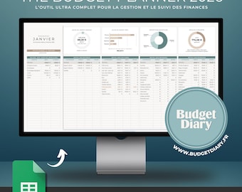 PLANNER BUDGET digital annuel et mensuel ultra complet en FRANÇAIS | Suivi des dépenses et épargnes | Gestion multi-comptes | Google Sheets