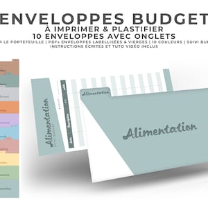 10 Enveloppes budget à onglet à IMPRIMER & PLASTIFIER pour portefeuille | 10 couleurs | Labellisées et vierges