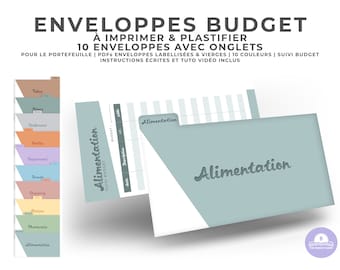 10 budget tab envelopes to PRINT & LAMINATE for portfolio | 10 colors | Labeled and virgin