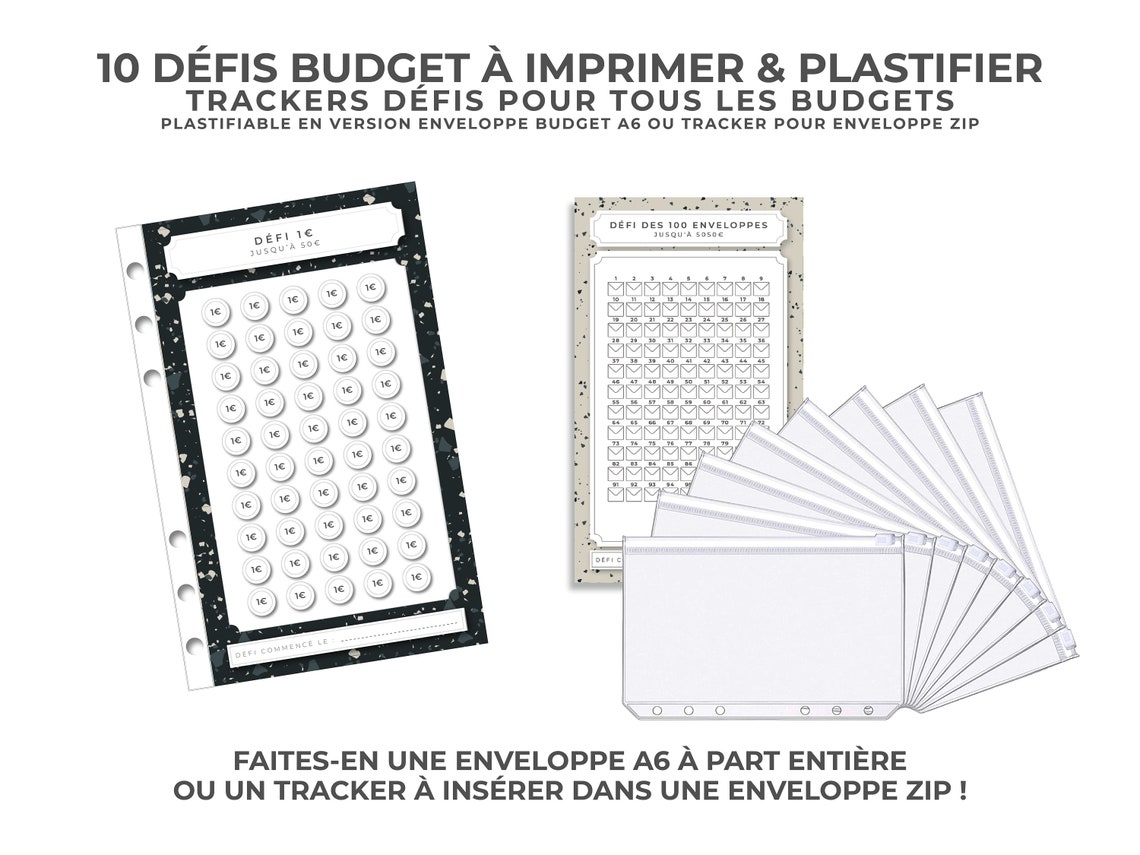 10 Défis enveloppes budget A6 À IMPRIMER ET PLASTIFIER Etsy France