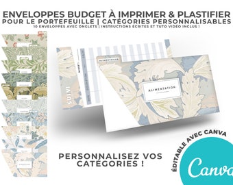 Enveloppes budget portefeuille à onglets personnalisées | À IMPRIMER ET PLASTIFIER | Personnalisables via Canva | Intercalaire portefeuille