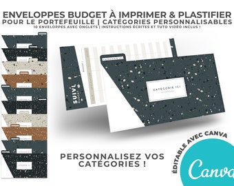 Enveloppes budget portefeuille à onglets personnalisées | À IMPRIMER ET PLASTIFIER | Personnalisables via Canva | Intercalaire portefeuille