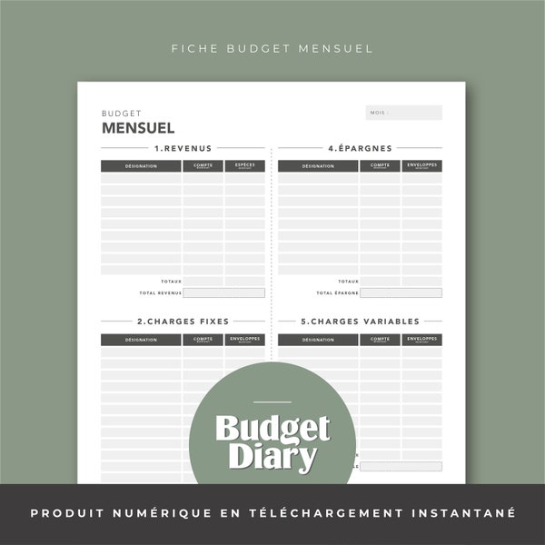 Fiche Budget mensuel À IMPRIMER | Compatible enveloppes budget