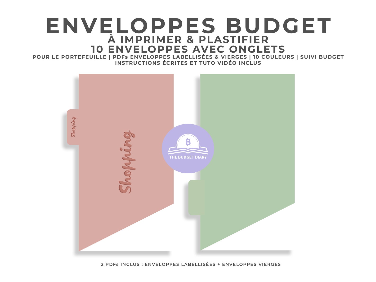 10 Enveloppes budget à onglet à IMPRIMER & PLASTIFIER pour Etsy France