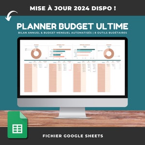 Complete digital BUDGET PLANNER in FRENCH Annual budget and monthly budget with expense tracking 8 budgeting tools Google Sheets image 1