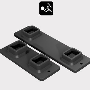 May include: Two black plastic pieces with square holes, designed to be used as a mounting bracket.