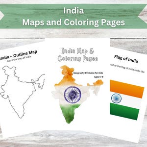India Coloring Pages for Kids | India Geography Worksheets | Asia Country Study Printable