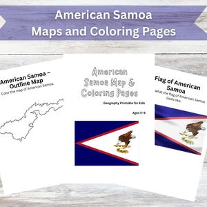 American Samoa Printable | Map & Coloring Pages | Oceania Geography | Homeschool PDF