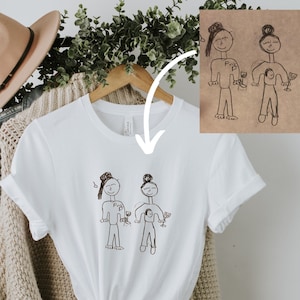 Camisa de dibujo personalizada, camisa de dibujo para niños, camisa de dibujo real, camisa de arte para niños, regalo para mamá, regalo para papá, regalo personalizado