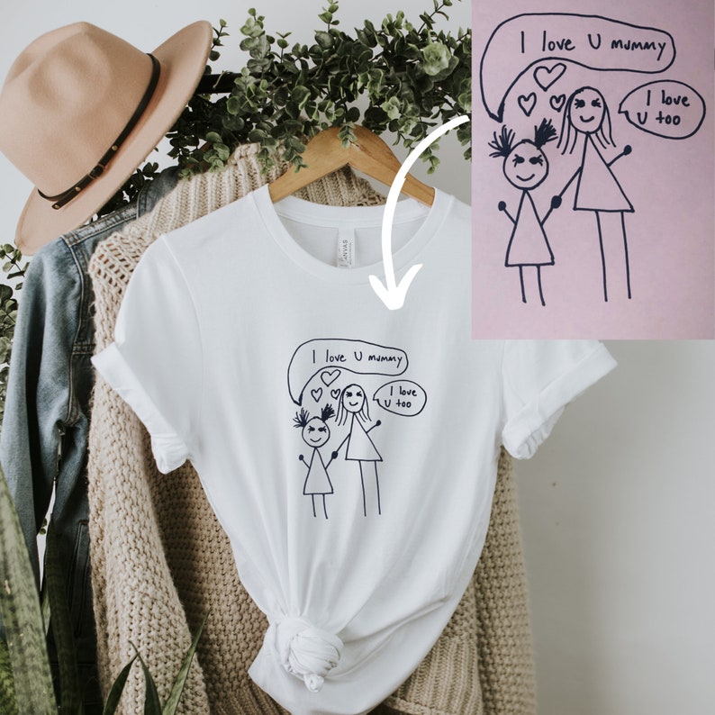 Custom Drawing Shirt, Kids Drawing Shirt, Actual Drawing Shirt, Kids Art Shirt, Gift for Mom, Gift for Dad, Personalized Gift image 2