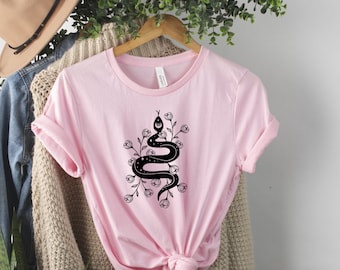 Snake Mom Shirt, Snake Shirt, Snake Lover Shirt, Gift For Snake Owner, Reptile Lover T-Shirt, Snake and Flower, Spiritual Shirt, Boho Shirt