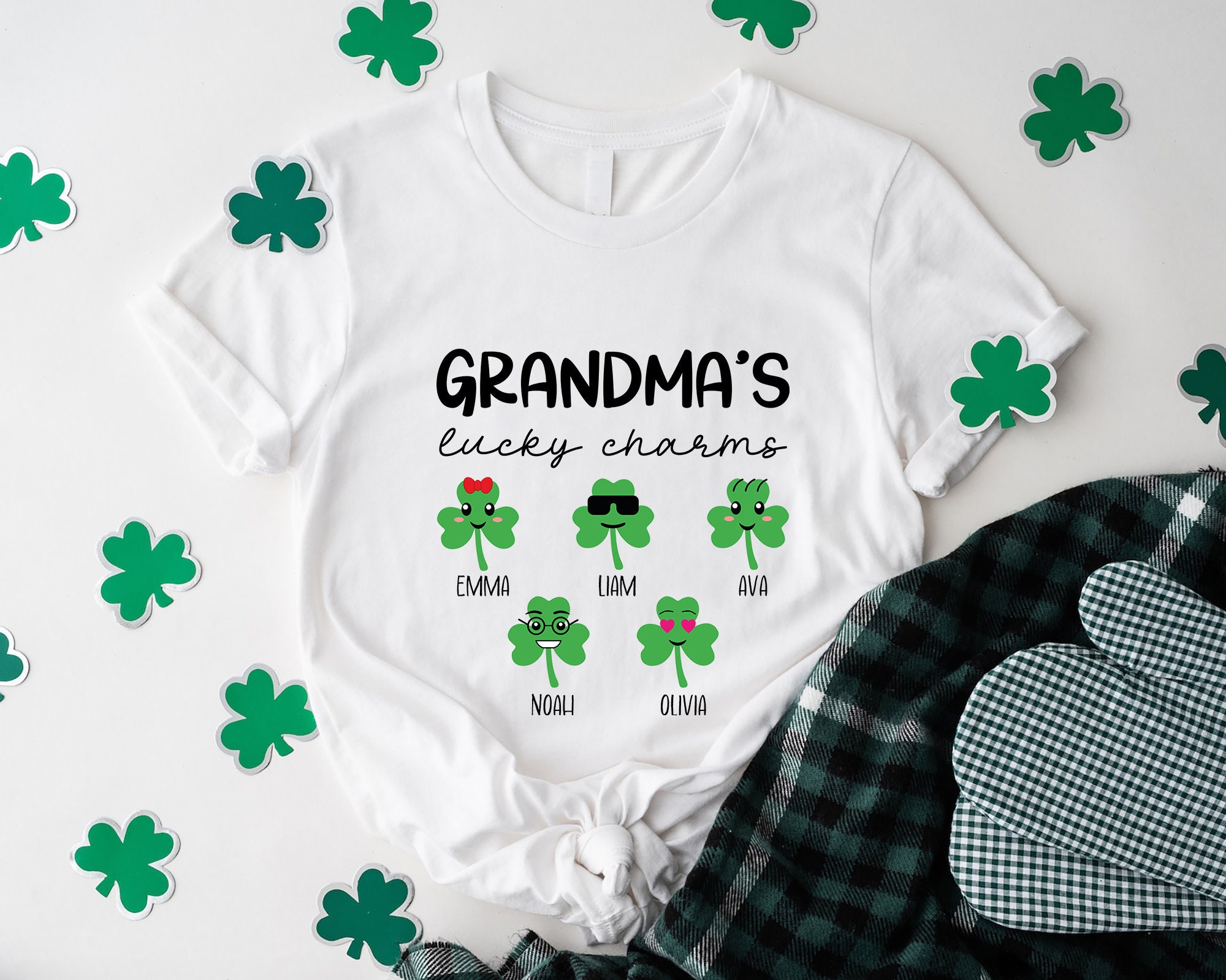 Grandma's Lucky Charms Shirt, Custom Grandma St Patrick's Day