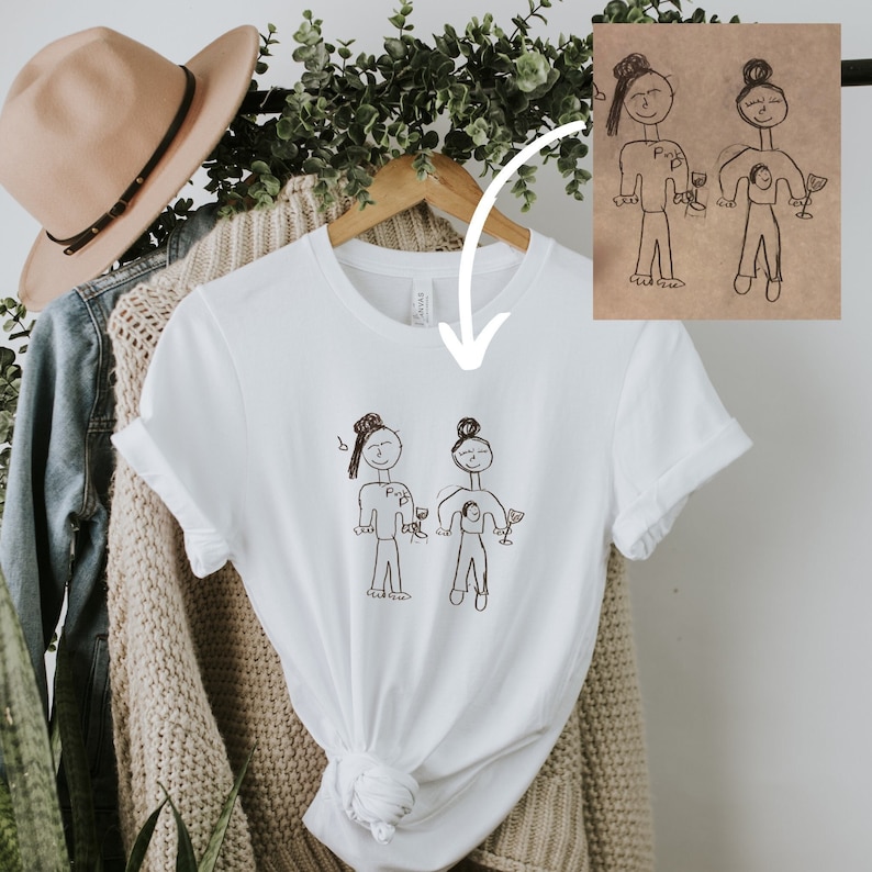 Custom Drawing Shirt, Kids Drawing Shirt, Actual Drawing Shirt, Kids Art Shirt, Gift for Mom, Gift for Dad, Personalized Gift image 1