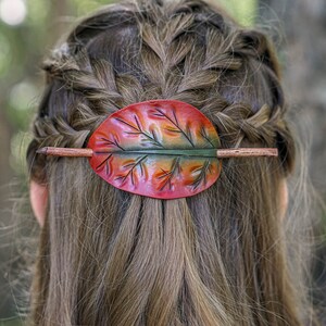 Leather Leaf Barrette: Autumn Wedding Hair Stick