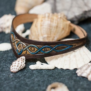 Blue Leather Elven Choker: Fairycore Druid Cosplay Jewelry