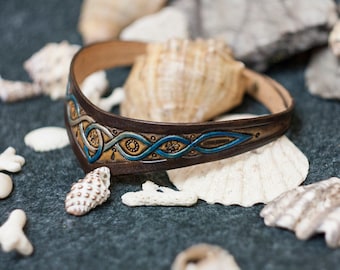 Blue Leather Elven Choker: Fairycore Druid Cosplay Jewelry