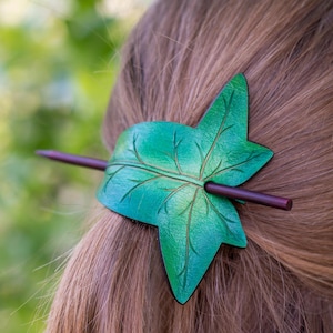 Leather Leaf Hair Barrette: Elven Lorien Style, Druid Cosplay