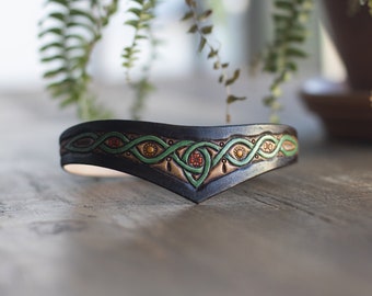Leather Forest Witch Choker: Green Fairycore Necklace