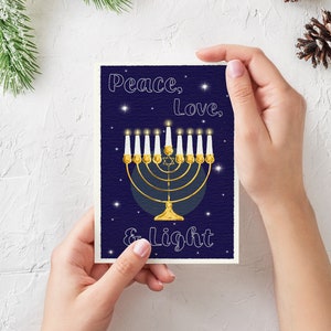 Hanukkah - Paz, Amor y Luz / Tarjeta de felicitación imprimible