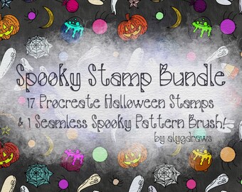 10 Cute Halloween Children Procreate Stamps Bundle, Procreate Halloween ...