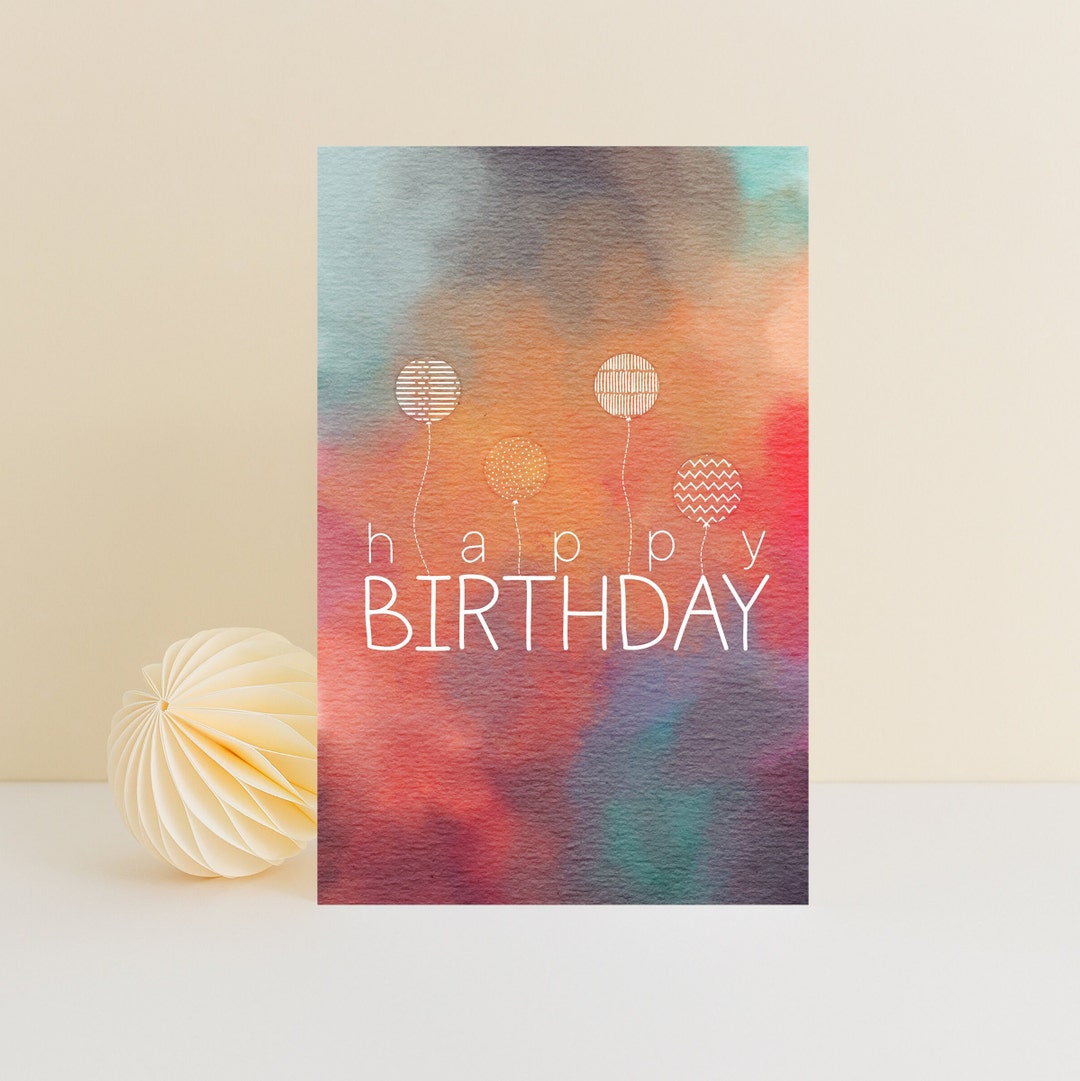 2 Style Happy Birthday Printable Greeting Cards Etsy