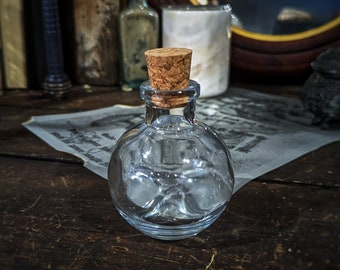 Round Glass Potion Bottle with Cork: Witchcraft, Cosplay, LARP
