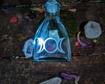 Triple Moon Potion Bottle w/Glass Topper - Goddess | Witch | Witchcraft | Potions | Wicca